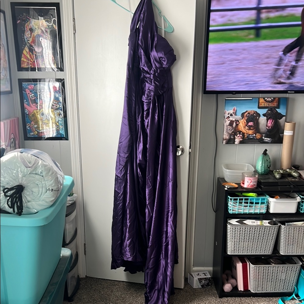 Elegant Purple Halter Gown